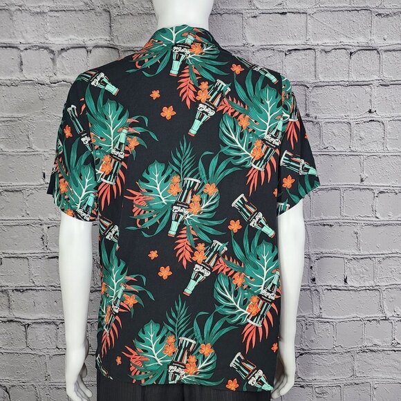 Coca-Cola Tropical Hawaiian Alpha Short Sleeve Button Shirt Men's Large - Picture 4 of 10